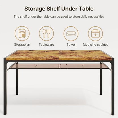 Gizoon Dining Table Set for 6 with Chairs, 7-Piece Kitchen Table Set for Small Space, Apartment, Kitchen, Dining Room, Space-Saving