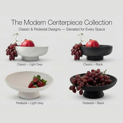 12" Concrete Extra Large Fruit bowl for Kitchen Counter, Coffee Table Decor, Decorative Key Bowl, Home Décor Accents, Kitchen Counter Decor Black
