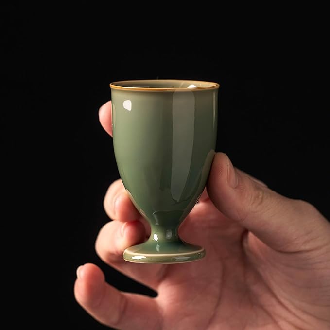 KAMMAK Ceramic Tea Cups Set of 2, 0.8 oz, Vintage Small Teacups, 694N | Hand - Image 3