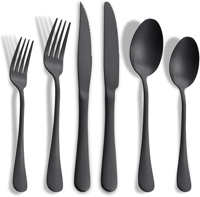 Matte Black Silverware Set by Joincook