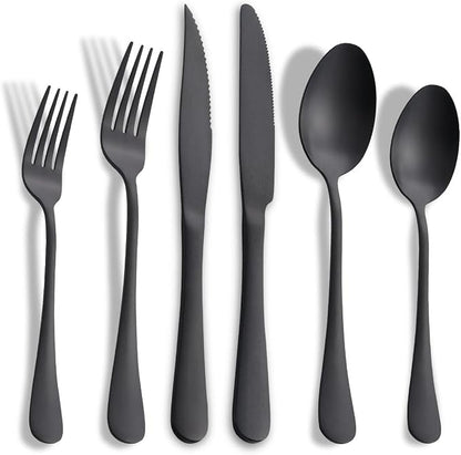 Matte Black Silverware Set by Joincook