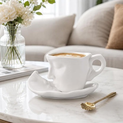 oliruim White Coffee Cup and Saucer Set - Image 8