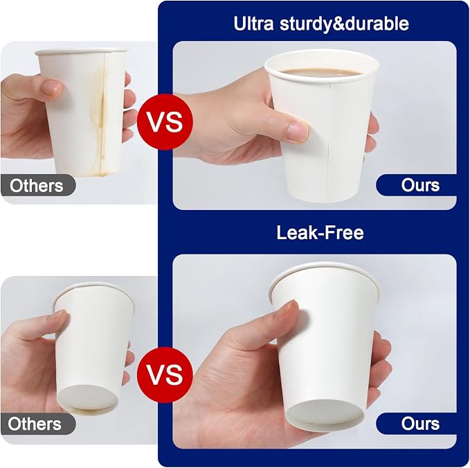 Clawsoff 12 oz 1000 Count Paper Cups Disposable Hot Beverage Coffee Cups | - Image 3