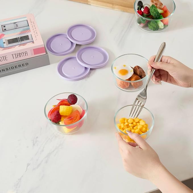 8-Piece Glass Food Storage Containers Set | 1-Cup, Leakproof | Microwave - Image 2