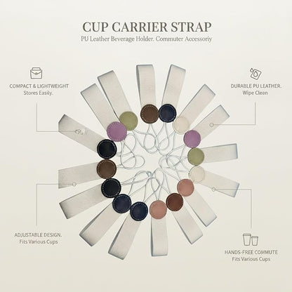 Adjustable PU Leather Cup Carrier Strap - Image 5