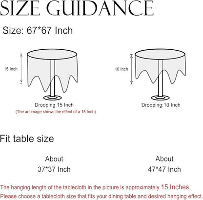 ISAENNE Designer Linen Elegant Round Tablecloth,Colorful Floral Bohemian Table Cloth,Wrinkle Resistant Decor Tablecloths for Dining Thanksgiving Kitchen Christmas,Diameter 67"-Floralsea A
