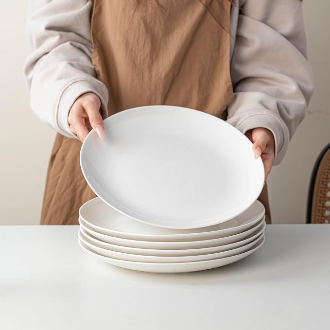 White Dinner Plates Set of 6, 11 Inch Ceramic Plates – White Porcelain Dinner - Image 7