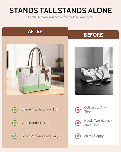 Laptop Tote Bag for Women, Leather Work Tote Bags - Image 5