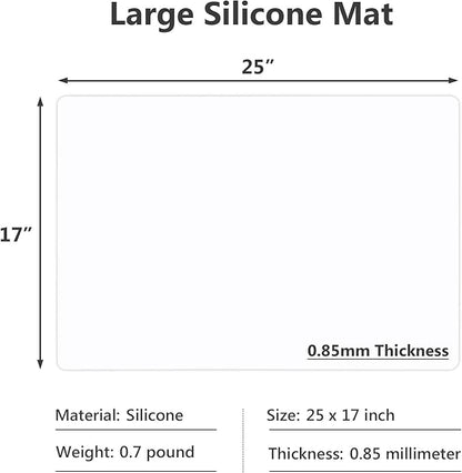 Gartful Silicone Mats for Kitchen Counter, Large Silicone Countertop Protector 25" by 17", Nonskid Heat Resistant Desk Saver Pad, Multipurpose Mat, Placemat, White