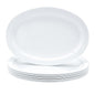 Amazon Basics Melamine (Plastic )Oval Platter Narrow Rim, 6 Piece Set, 13 in x 9.75 in, White