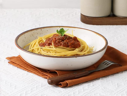ONEMORE 30 Oz Porcelain Salad Pasta Bowls, Shallow & Wide Bowls Plates Set of 6 - Image 2