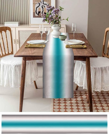 Turquoise Gray Ombre Table Runners 48 Inches Long, Farmhouse Teal Gradient - Image 6