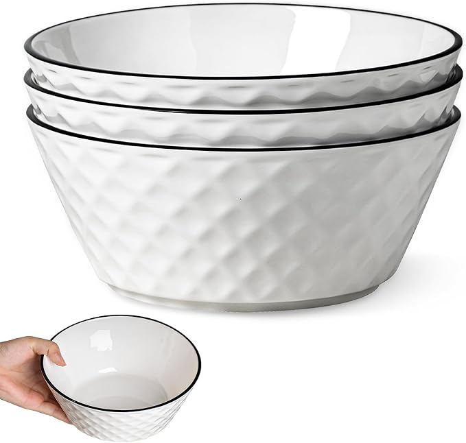 Yeacccng Deep Soup Bowls Set of 3, 46oz Large Cereal Bowls, Large Soup Bowl by Yeacccng