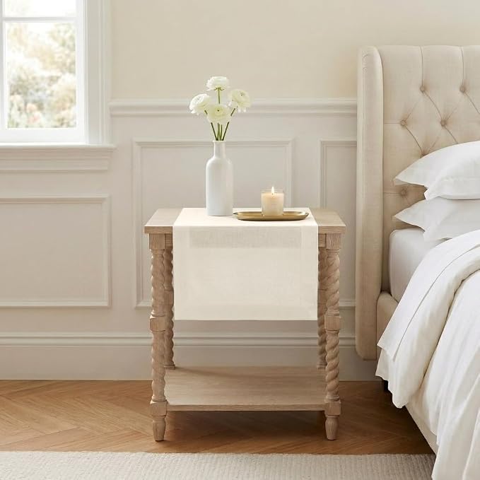 Classic Linen™ by D'Moksha Ivory Table Runner 36 Inches, 100% Pure Linen by DMokshaHomes