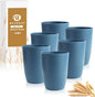 Wheat Straw Cups Set of 6, Plastic Drinking Glasses 12 OZ, Alternative to by BUSOKIP