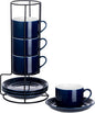 Cappuccino Cups Set of 4, 8oz Stackable Coffee Cups Set by MEICHU