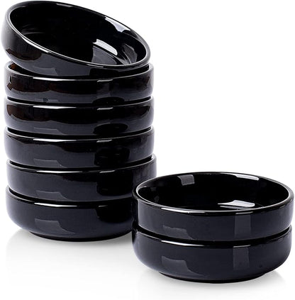 DELLING 8 PACK Dipping Bowls Set, Ceramic Dipping Sauce Dishes, 3.5 Oz Soy Sauce Dish, Side Dish Bowls, Small Bowl/Dish for BBQ, Condiments, Appetizer, Dessert, Sushi, Party - Black