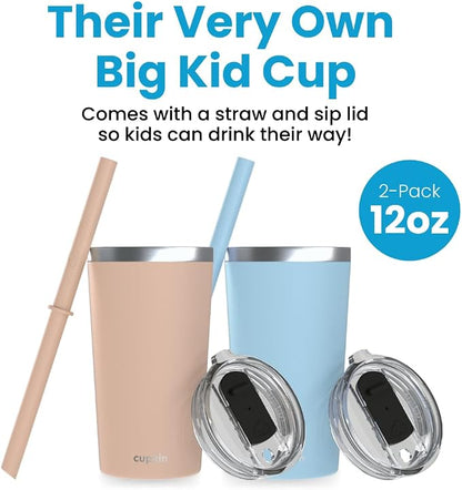 CUPKIN Toddler Tumblers, The Original 12 oz Stackable Stainless Steel Cups - Image 2