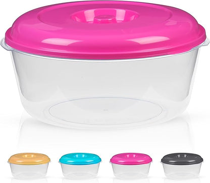 DecorRack XX-Large Food Storage Container, 236 oz, BPA Free Plastic, Multipurpose Plastic Storage Container, Round Cake Dough Riser Bowl with Lid, Random Color (1 Pack)