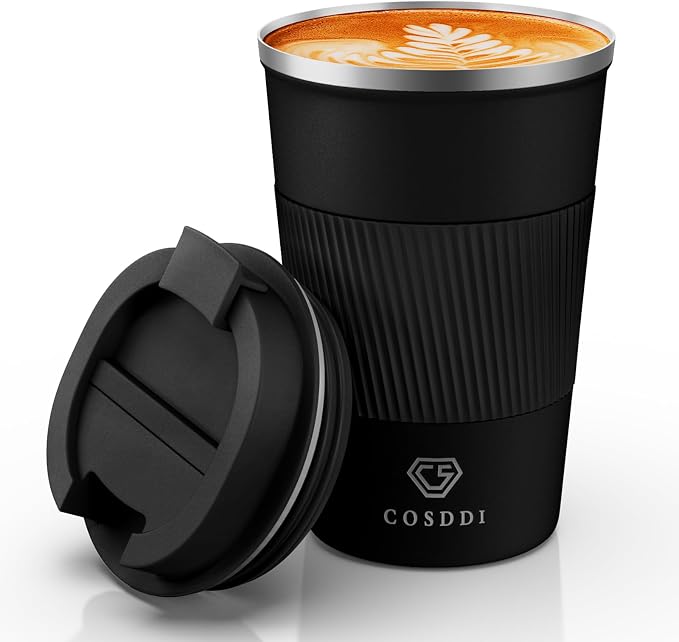 CS COSDDI 12 oz Stainless Steel Insulated Coffee Tumbler, Spill Proof Travel Mug by CSCOSSDI