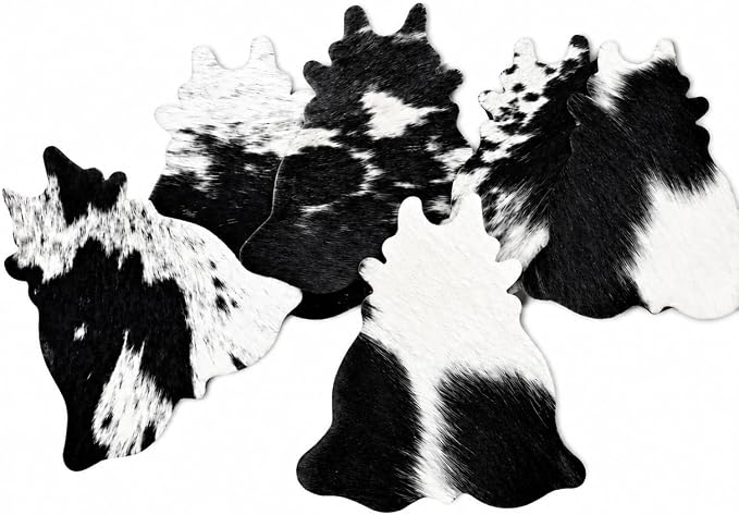 Cowhide Coasters Set of 6 – Genuine Hair-On Cowhide Drink Tea Coasters - Image 2