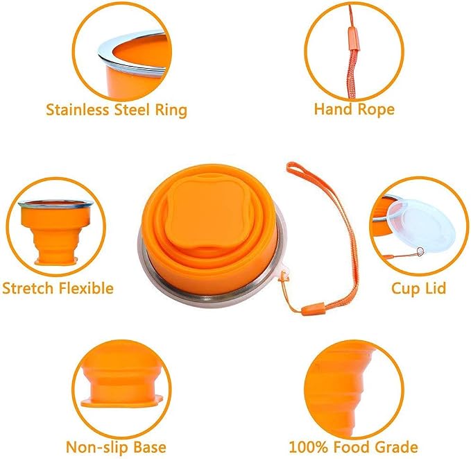 Silicone Collapsible Travel Water Cup, Expandable Drinking Cup Set, Reusable Mug - Image 3