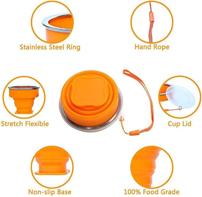 Silicone Collapsible Travel Water Cup, Expandable Drinking Cup Set, Reusable Mug - Image 3