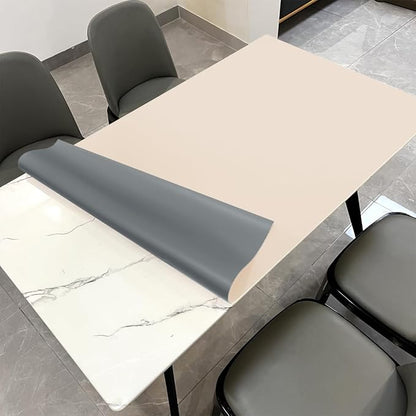 Leather Table Cover,1.8mm Thick,42x90 Inch Table Protector,Table Protector for Dining Room Table,Dining Table Cover,Table Top Cover.(Beige+Light Gray,42x90)