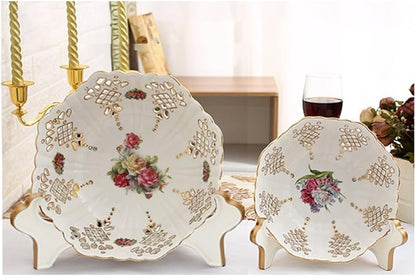 Artliving Display Stand Easel Bowl Stand for Display Large Deep Bowls, Platters and Deep Dishes White Gold