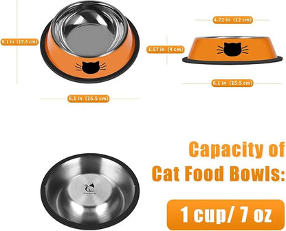Serentive 2 Pcs Non-Slip Stainless Steel Small Cat Food Bowls - Image 2