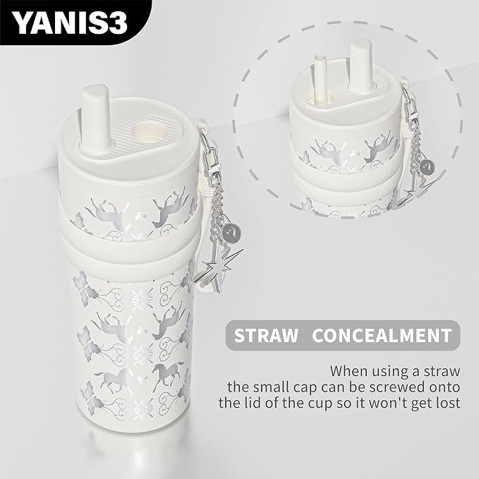 18.5 oz Thermo Cup with Straw, Car Cup with Horse Pattern, Vacuum Insulated - Image 7