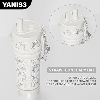 18.5 oz Thermo Cup with Straw, Car Cup with Horse Pattern, Vacuum Insulated - Image 7