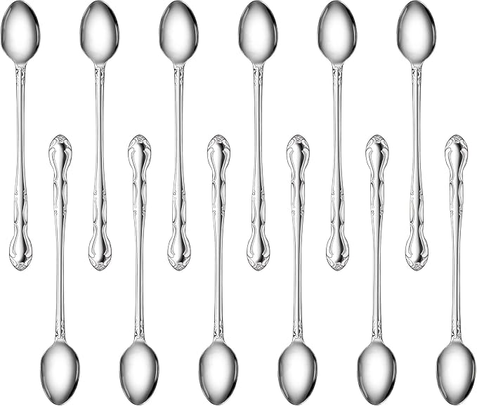 New Star Foodservice Rose Pattern Stainless Steel Iced Teaspoon, Commercial by NewStarFoodservice