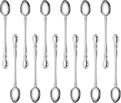 New Star Foodservice Rose Pattern Stainless Steel Iced Teaspoon, Commercial by NewStarFoodservice