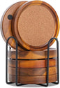 Acacia Wood Cork Coasters with Holder by WLWNWFT
