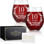 Perfectinsoy 10 Years Happy Anniversary Wine Glass Set of 2, 10th Anniversary by Perfectinsoy