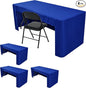 Open Back Fitted Tableclothss for 4 Ft Rectangle Table, 3-Sided Solid Table Covers 24x48 Inch for Craft Fairs, Banquets, Trade Show Display, Royal Blue,4 Pcs