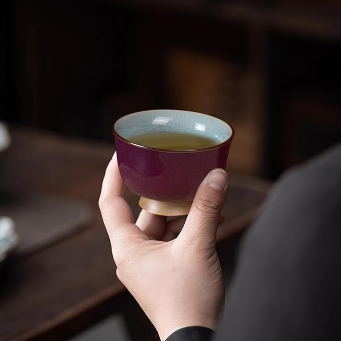 KAMMAK Japanese Tea Cups, 3 Oz Small Handmade Ceramic Teacups, Loose Leaf and - Image 6