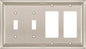 Henne Bery Sunken Pearls Decorative Wall Plate Switch Plate Outlet Cover (Double Toggle/Double Decorator, Satin Nickel)