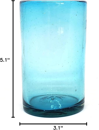 Solid Aqua Blue 14 oz Drinking Glasses, Recycled Glass, Toxin-Free - Image 7
