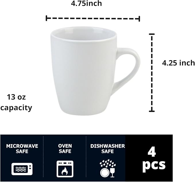 Coupe Stoneware Set of 4 Coffee Mugs - Image 3