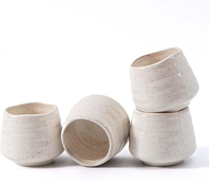 4pcs Japanese Tea Cup Set – Mini Size Cup 5OZ Ceramic Matcha Cup, Handless by YumiPLUS