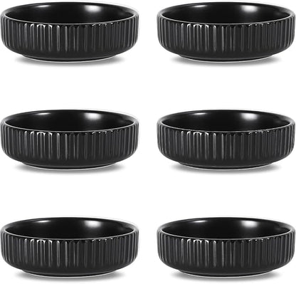 Selamica Ceramic Soy Sauce Dish, 2.6 Oz Dipping Bowls Set of 6, 3.5 Inch Pinch Bowls for Dip, Side Dish, Condiments, Sushi, Matte Black