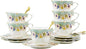 TATSUMI Country Roses 18 Peices Bone China Tea Cup And Saucer Set, English by TATSUMI