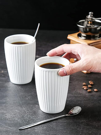 Sizikato 2pcs Pure White Porcelain Tumbler, 9 Oz Drinking Cup Coffee Cup - Image 3