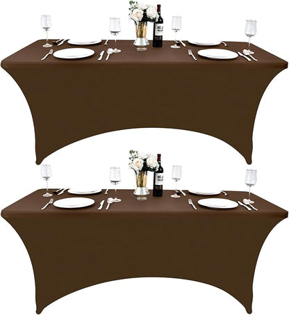 2-Pack 6ft Spandex Table Covers for Rectangle Standard Folding Tables - Wrinkle Resistant Stretch Tablecloths - Ultimate Fitted Table Protector for Parties, Trade Shows, Banquet