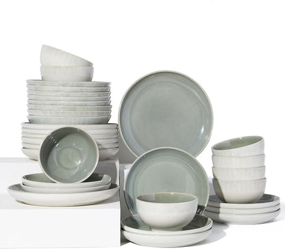 32 Piece Double Bowl Dinnerware Sets by Pokini