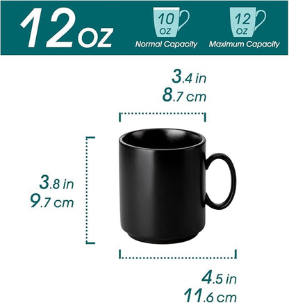 vancasso Porcelain Coffee Mugs Set of 6, 12 Oz Black Coffee Cups - Image 2
