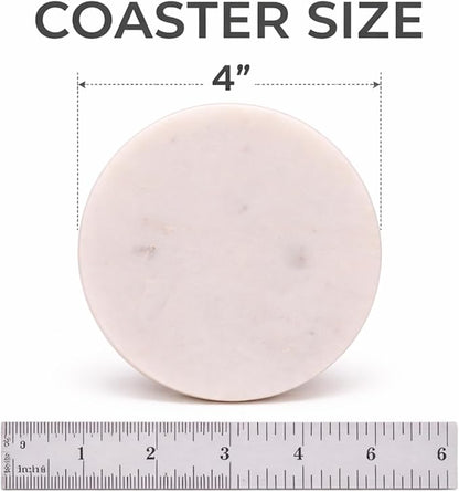 White Coasters Marble for Drink. Polished Coaster. Protection from Drink Rings. Perfect Handmade Stone Coaster for Gift. Home and Living Table Decor. Set of 6