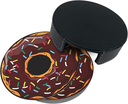 6 Pcs Donut Funny Leather Coasters - Image 4